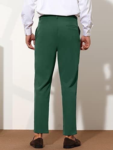 מכנסי שמלת לארס אמדאוס למכנסיים קפלים עם צבע אחיד מחודד לגברים מכנסיים קפלים קפלים