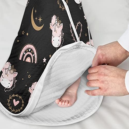 vvfelixl יוניסקס חמוד חד קרן קשת ירח שקית שינה לתינוק, שמיכה לבישה לתינוק, פעוט שק שינה, חליפת שינה לתינוקות יילודים