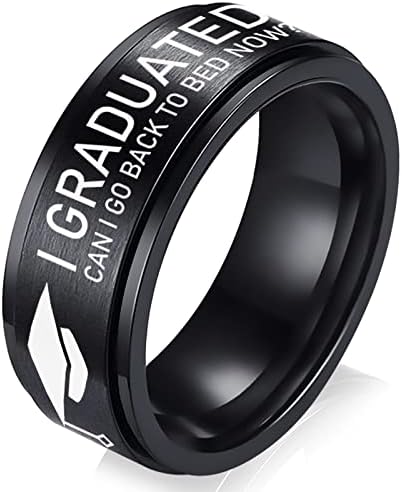 אנטדייר 8 ממ שחור נירוסטה ספינר טבעת עבור חרדה לקשקש טבעת סיום מתנות בשבילו מכללת תיכון בוגר