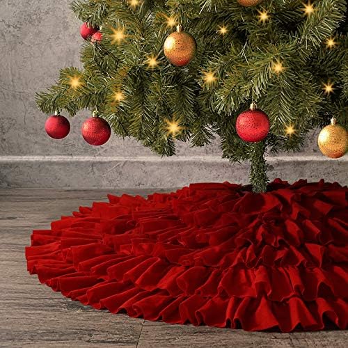 חצאית עץ חג המולד של INVENF, 48 סנטימטרים חצאית פרועה בגודל 68 סנטימטרים, קישוטים לחג עץ חג המולד כפרי ...