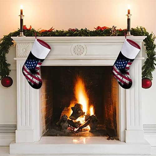דגל ארהב חמניות אדום חג המולד גרבי חג חג המולד קישוטי הבית לאח עץ חג המולד גרביים תלויים