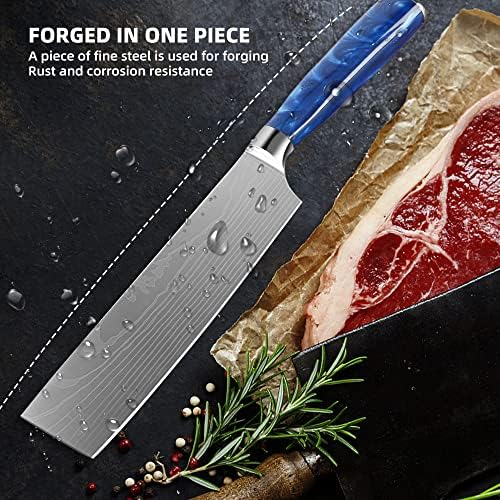 סכין Nakiri Sharp-Dack Cleaver Cleaver סכין מטבח צמחי נירוסטה פחמן אל חלד, סכין שף רב תכליתי עם ידית