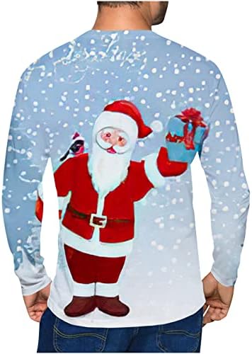 חולצה לגברים חולצה חולצה מזדמנת 3D 3D מודפסים צוואר עגול עגול חולצת טריקו שרוול ארוך, סוודר חג מולד מכוער