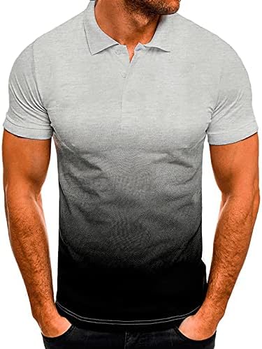 חולצות פולו לחולצות צווארון סטנד-אפ מגברים חולצות אופנה שיפוע צבעוני צבע שיפוע חולצה קיץ שרוול קצר.