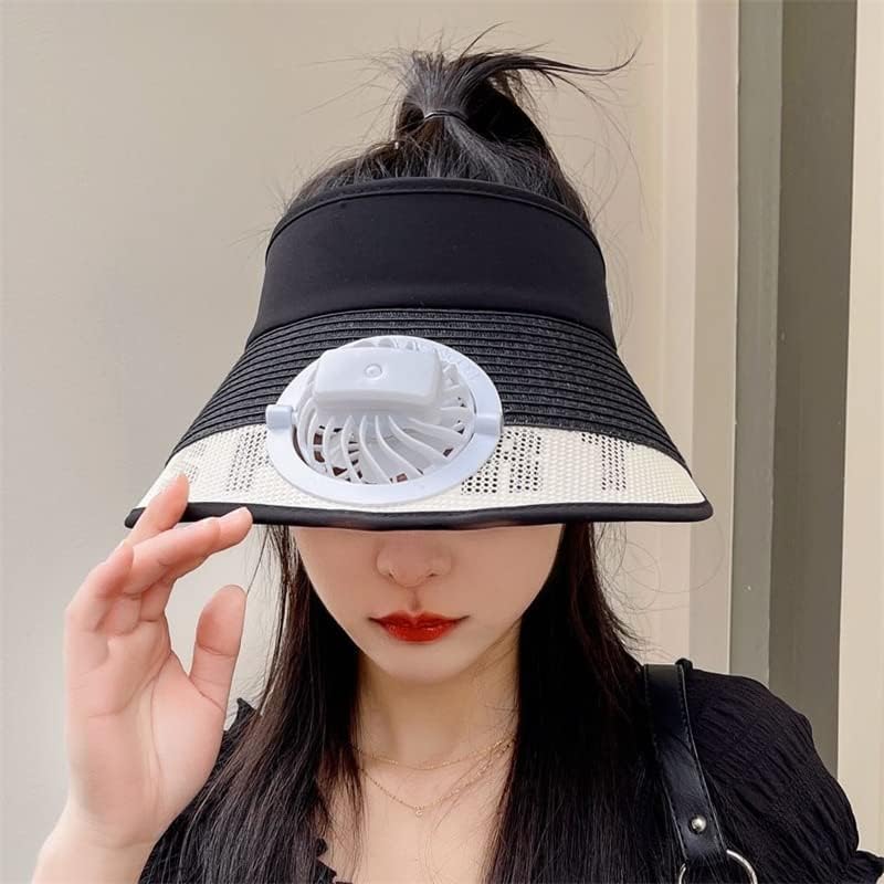 נשים SDFGH עם מאוורר USB נטען נטען שפה גדול מגן קיץ הגנה על שמש חיצונית כובע עליון ריק