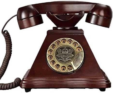 DLVKHKL חיוג סיבוב עתיק טלפון קבוע עץ מוצק אירופאי רטרו טלפונים טלפונים למשרד ביתי