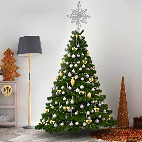 עץ חג המולד של Kesyoo Top Star עץ חג המולד טופר קישוט קישוט כוכב ברזל 16x30 סמ ללא כסף בהיר