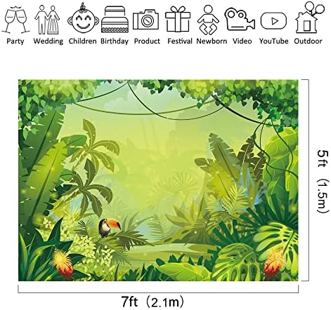 ריידקור ג ' ונגל ספארי רקע בד פוליאסטר אנימציה יער ילדים ירוק צילום רקע 7 ווקס5 שעות רגליים יערות