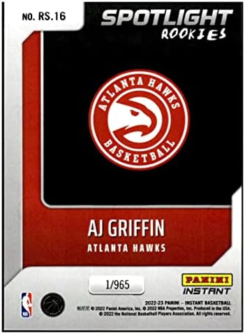 AJ Griffin RC 2022-23 Panini Spotlight טירונים /96516 Hawks NM+ -MT+ NBA כדורסל