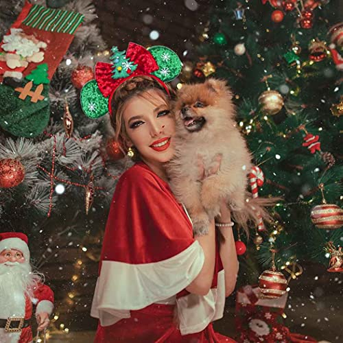יאליס חג המולד בגימור פאייטים עכבר אוזני שיער להקות גליטר קשת שיער חישוק עבור בנות חג המולד המפלגה בארה