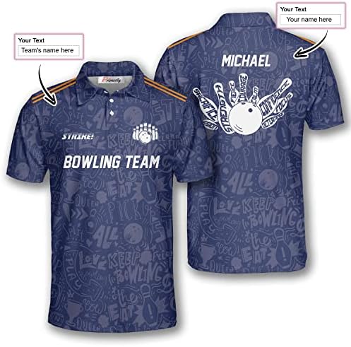 חולצות באולינג בהתאמה אישית לגברים, גופיות באולינג בהתאמה אישית עם שם ושם צוות, חולצות פולו באולינג
