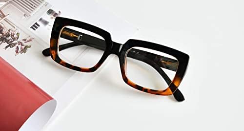 משקפי קריאה מסוגננים של Eyekeppper נשים - קוראים מרובעים גדולים בשחור/צב +1.50