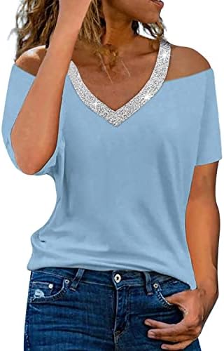 צווארון צוות קל משקל מודפס חולצות לנשים חולצות קיץ אופנה טרנדי מקרית שרוולים כושר רופף