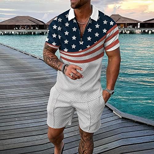 דגל אמריקאי של סטים קצרים לגברים תלבושות אימונית קיץ חולצת שרוול קצר + מכנסיים קצרים סט חליפות