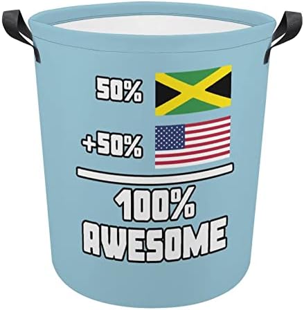 ג ' מייקה ואמריקאי מדהים כביסה סל עם ידיות עגול מתקפל כביסת אחסון סל לחדר שינה אמבטיה