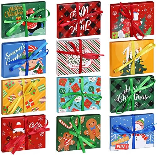 48 מחשב קופסאות מחזיק כרטיסי חג המולד עם 48 סרט 48 מדבקות קטנות חג המולד קופסאות כרטיסים נוכחות קופסאות מתנה