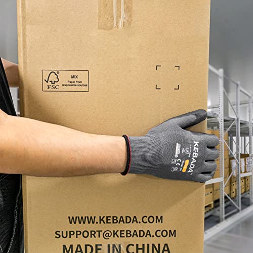 KEBADA W1 כפפות עבודה לגברים ונשים, מסך מגע כפפות עובדות עם אחיזה, 12 זוגות כפפות מכונאי מכניקה,