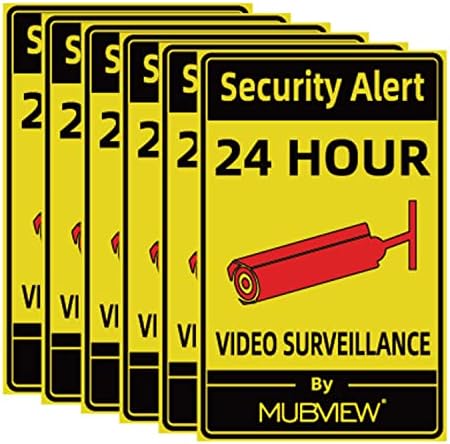 6 יחידות 24 שעה מדבקת מעקב וידאו רעיוני מדבקת מדבקות עצמי דבק מעקב וידאו סימן חיצוני מצלמה סימן 12 איקס7.