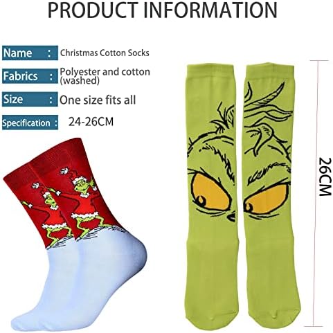 2 יחידות גרביים, גרביים חמים, גרביים חמים פרוותיים ירוקים לחורף חג המולד, גרביים חמים מודפסים בדוגמת