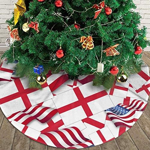 דגל אנגליה של Lveshop עם דגל אמריקה חצאית עץ חג המולד חצאית יוקרה עגול עגול מקורה חיצוני כפרי קישוטי חג