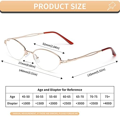 חצי מסגרת משקפי קריאה מתכת לנשים כחול אור חוסם קוראים 1.0 1.5 1.75 2.0 2.25 2.5 3.0 3.5 4.0,2 חפירי S731