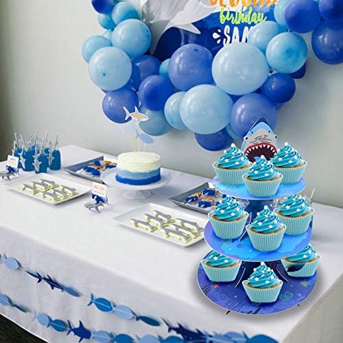 קרטון עוגת כריש אוקיינוס ​​עומדת 3 דוכני קאפקייקס צמיגים עוגת עוגת מיני עמדת שימוש חוזר לילד יום הולדת ליום