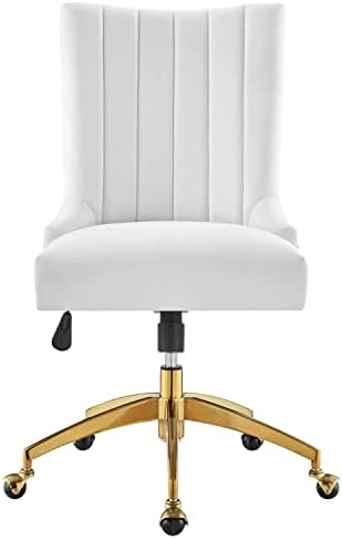מודוויי להעצים ערוץ מצויץ ביצועים קטיפה משרד כיסא בזהב לבן