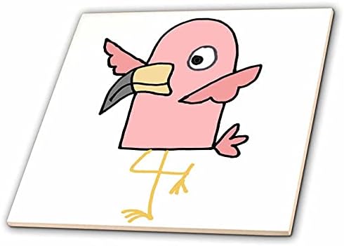 3 רוז כל חיוכים אמנות-ציפורים - חמוד מצחיק פאנקי ורוד פלמינגו ציפור קריקטורה-אריחים