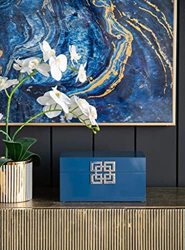 א & מגבר; ב קופסות תכשיטים דקורטיביות הביתה לארגן סט בסגנון מזרחי מודרני של 2 כחול עם דפוסי