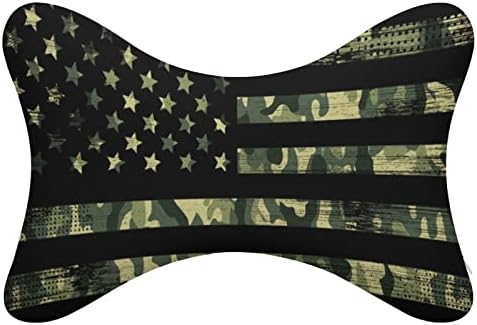 דגל אמריקאי עם כרית צוואר הסוואה של מכונית הסוואה של 2 תמיכה בצוואר נוח כרית ראש כרית מלאה קצף זיכרון