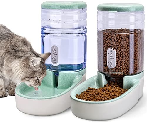 מזין אוטומטי לחתולים לכלבים ומתקן מים מזין מזון הכבידה ומשקה סט עם קערת מזון לחיות מחמד לחתלתול