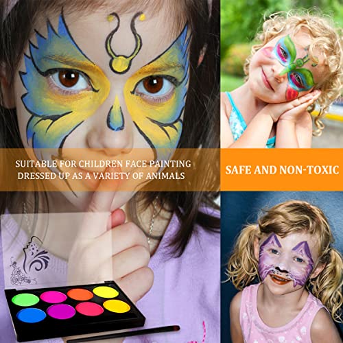 ערכת צבע גוף פנים לילדים -18 צבעים ערכות צביעת פנים לילדים, ערכת איפור מקצועית ליל כל הקדושים עם