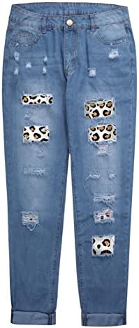 בתוספת גודל נשים מכנסיים נשים ג 'ינס צבע ופלורד הדפסת קרע ג' ינס בתוספת גודל מכנסיים בתוספת גודל