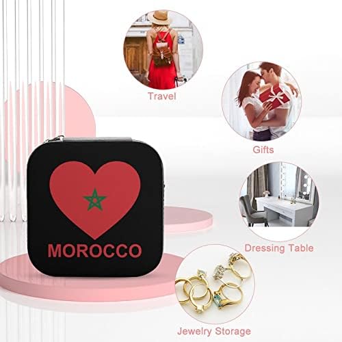 אהבה קופסאות תכשיטים מרוקו עור PU עור נייד אחסון מחזיק קופסאות מיני מארז לנשים מתנה