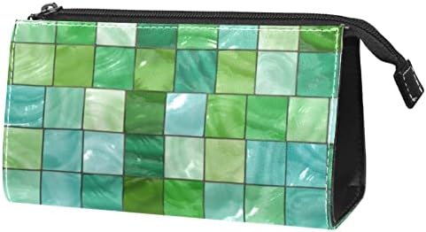 תיקי קוסמטיקה של Tbouobt תיקי איפור לנשים, שקיות נסיעות איפור קטנות, אמנות משובצת ירוקה בצבע טורקיז ירוק