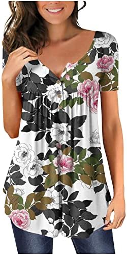 MRGIINRI נשים טוניקת אופנה קיץ 2023 חולצות T מקדימות של שרוול קציר מזדמן בוהו פרחוני חמוד חולצות חותמות