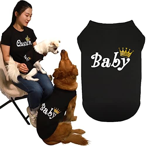תואמות חולצות כלבים ובעלים נשים, חולצות כלבים משפחתיים מדפיסים בגדי חיות מחמד של חיות מחמד אפודים תלבושות תלבושות,