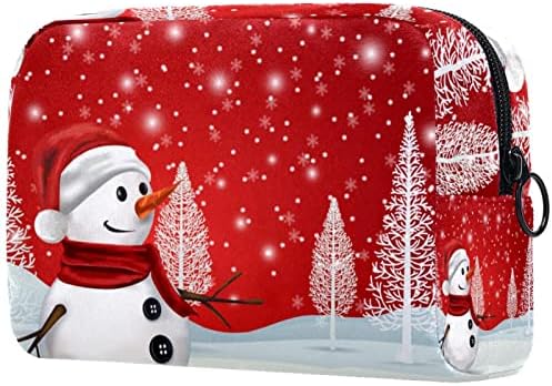 תיק קוסמטי של TbouoBt לנשים, תיקי איפור מרווחים לטיולי טואלט מתנה לטיולים, איש שלג מצויר של חג המולד