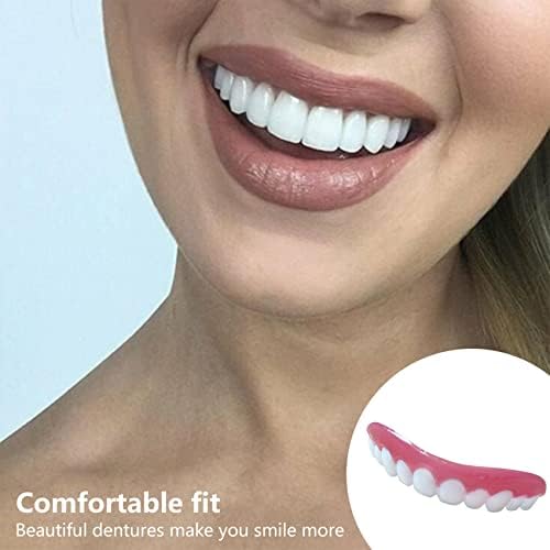 פורניר שיניים תותבות 4 יחידות, פורניר מזויף צל טבעי, מכסים את השיניים הלא מושלמות לסתות עליונות ותחתונות,