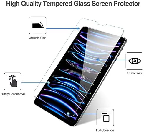 Procase iPad Pro 11 אינץ 'מגן מסך 2022 2021 2020 2018, שומר מסך מגן מזג זכוכית מזג עבור IPAD Pro 11 דור