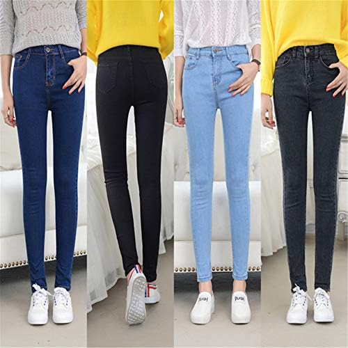 Andongnywell נשים סופר מתיחות נוחות מותניים גבוהות גבוהות מכנסי ג'ינס רזים למכנסי עיפרון נשים