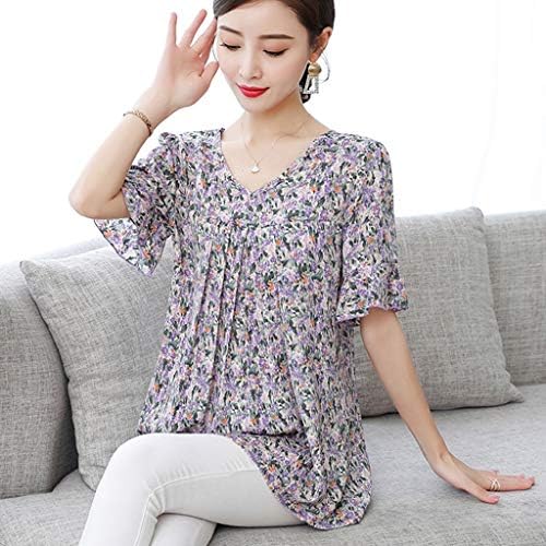 NYYBW חולצת אופנה קצרה עליונה בגודל שיפון גודל פלוס שרוול הדפס ליידי חולצה חולצה קוריאנית חולצה קוריאנית