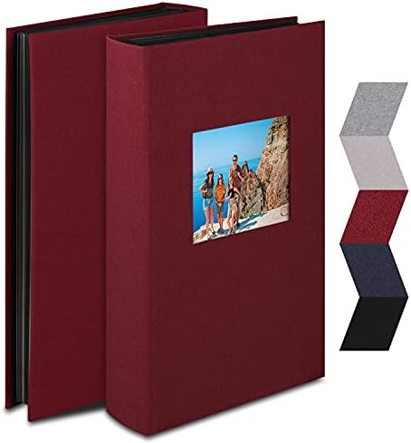 אלבום תמונות NESCL 4x6 תמונות להחזיק 408 Slip-in Slip-in Pockets Black Pictes Book, מכסה פשתן אלבומי תמונות