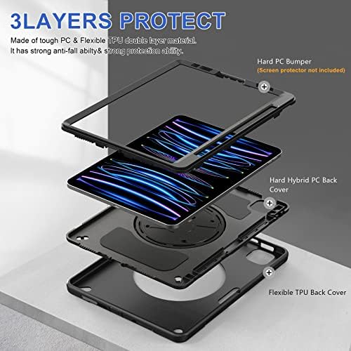 Geeksdom ipad Pro 11 Case 2022 דור 4 שחור + מארז בגודל 12.9 אינץ 'iPad Pro Case 2022 כחול - 2