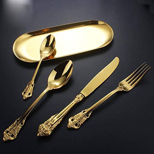 שולחן זהב בציר נירוסטה יוקרה מזלג כף סכין סט זהב כלי שולחן בציר סגנון
