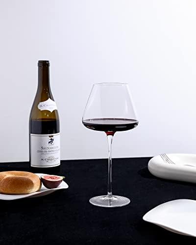 כוסות יין אובנקאקו סט של 4, 25 אונקיות כוסות מרטיני קריסטל בורגונדי פרימיום גדולות במיוחד סט של