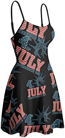 4 ביולי עצמאות יום הדפסת חוף שמלה לנשים ללא שרוולים ספגטי רצועת הוואי שמלה קיצית מיני