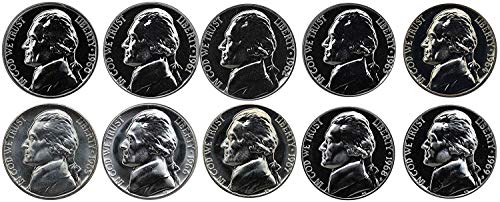 1960 S 1961 1962 1963 1964 1965 1966 1967 1968 1969 Jefferson Nickels שלם עשור - 10 מטבעות הוכחה ומטבעות