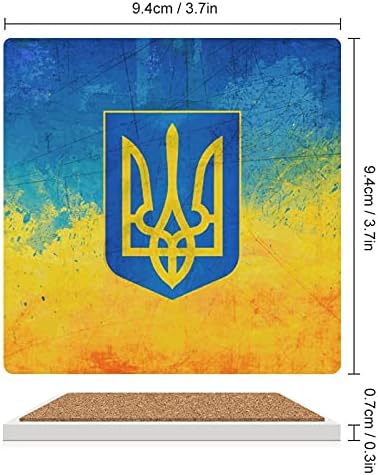 אוקראיני דגל כיכר קרמיקה תחתיות עבור משקאות עם פקק גיבוי רפידות כוסות מקום מחצלות עבור בית תפאורה 6 יחידות