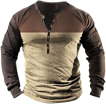 FFNMZC חולצות הנלי לגברים שאופנה שרוול ארוך סווטשירט סווטשירט קל משקל קל משקל כפתור טריקו